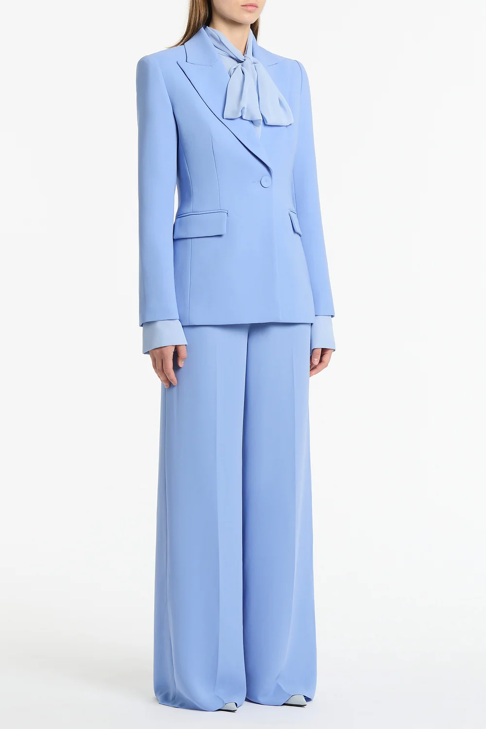 CORNFLOWER CREPE LONG LINE JACKET - Image 2