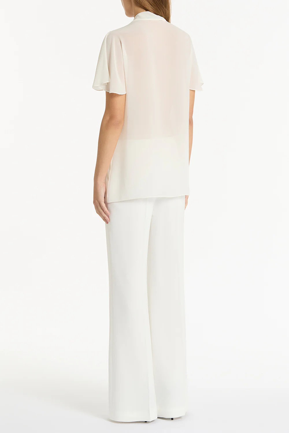 CREAM GEORGETTE FLUTED TIE TOP - Image 2