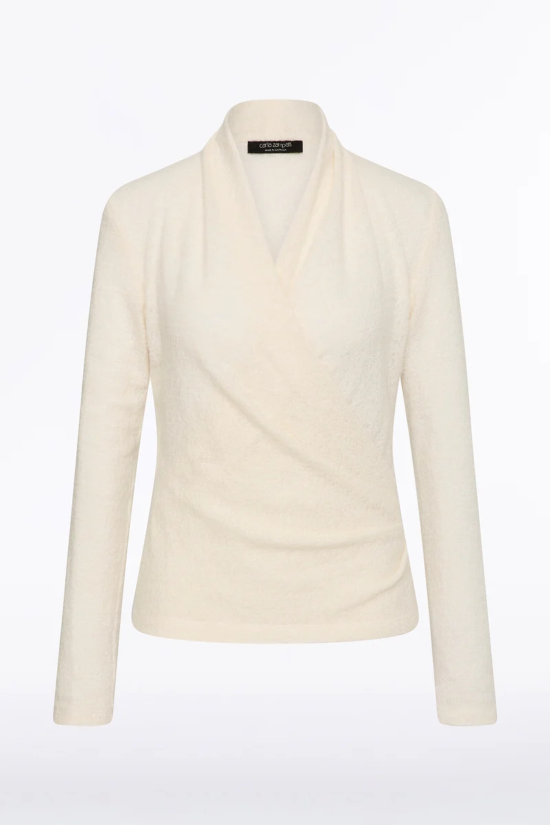 CR�ME LOOPED KNIT SHAWL WRAP TOP - Image 5
