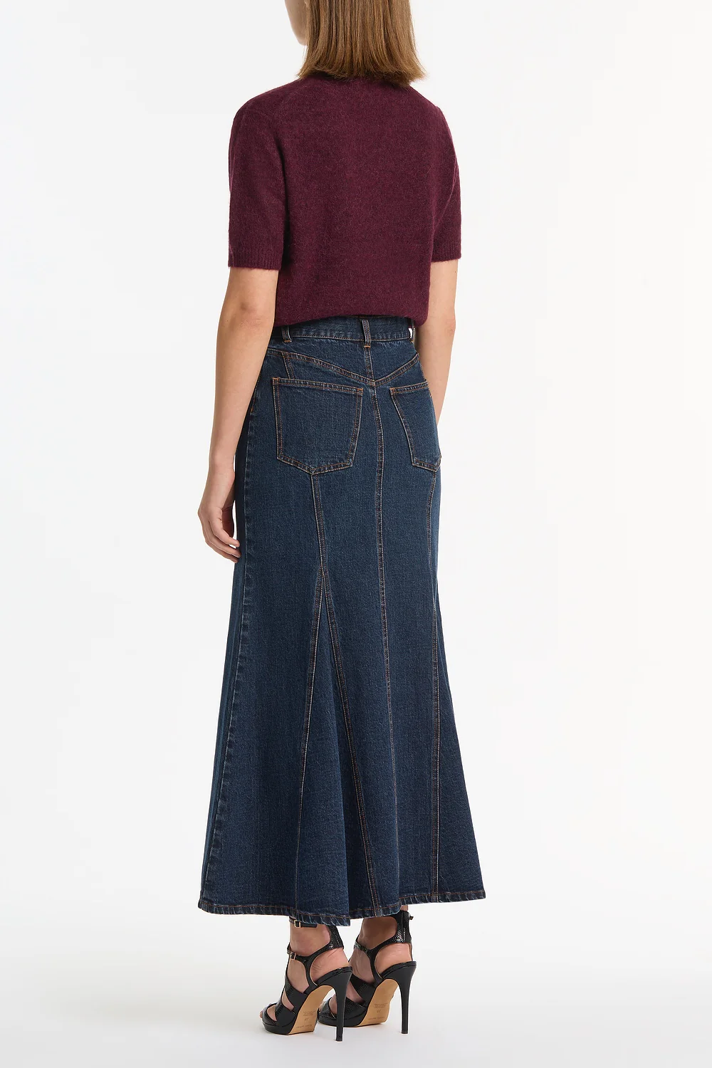 DARK INDIGO PANEL DENIM SKIRT - Image 2