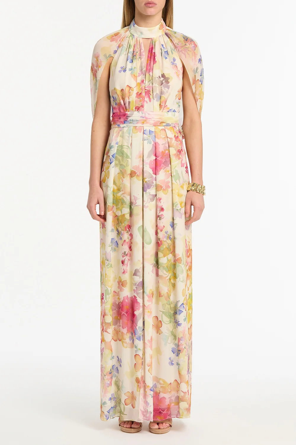 ETHEREA BLOOM HALTER CAPE GOWN