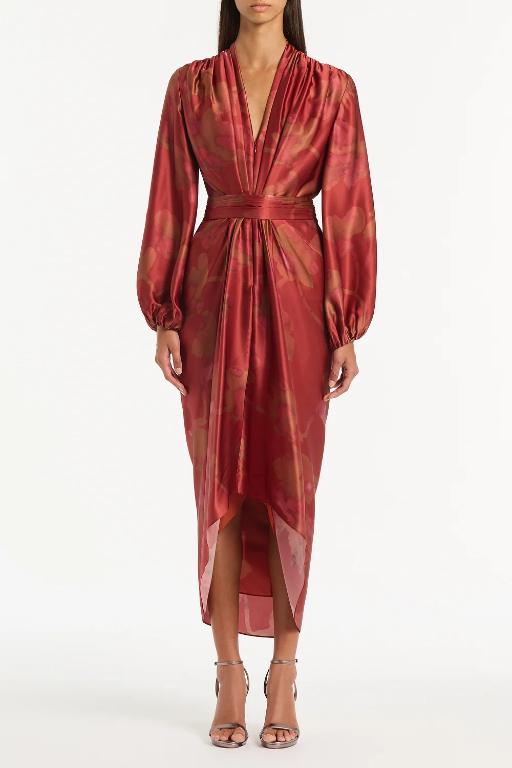 GRANDIFLORA SILK WATERFALL DRESS