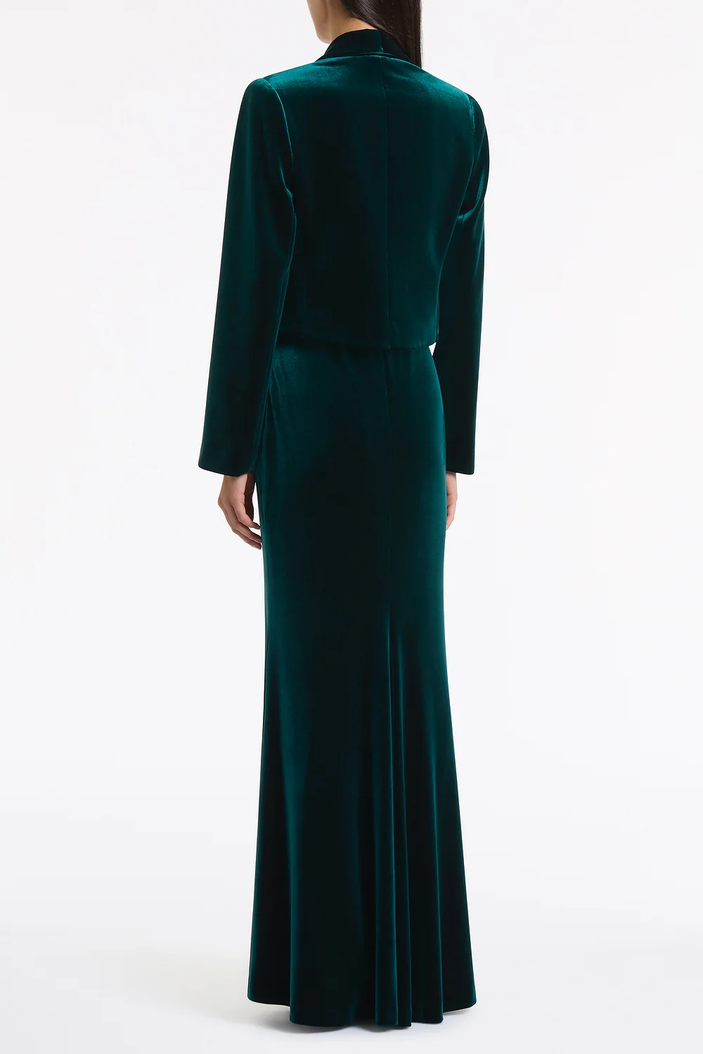 HUNTER GREEN VELVET COLUMN SKIRT - Image 3