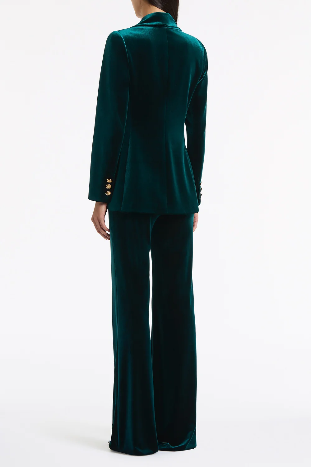 HUNTER GREEN VELVET LONGLINE JACKET - Image 3