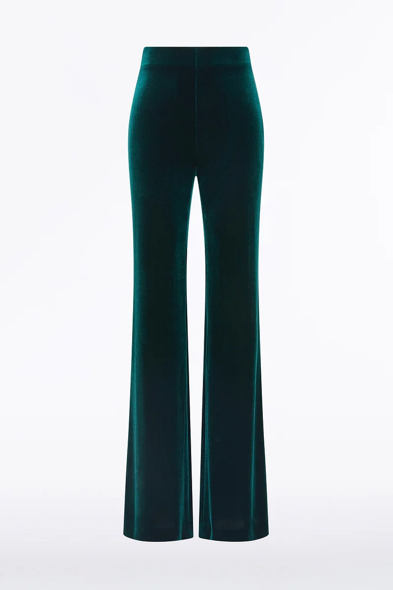 HUNTER GREEN VELVET WIDE LEG PANT - Image 6