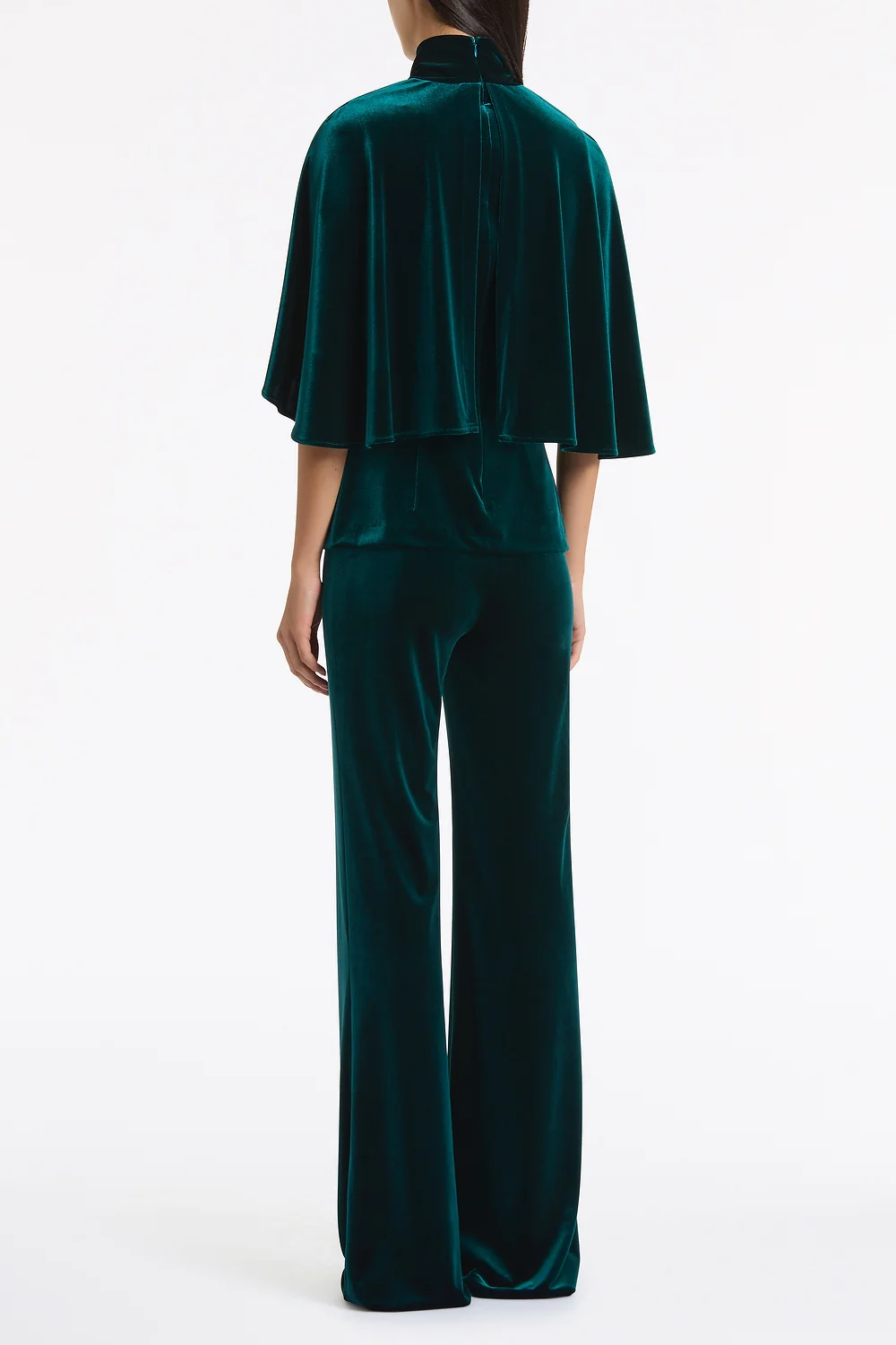 HUNTER GREEN VELVET WRAP NECK TOP - Image 3