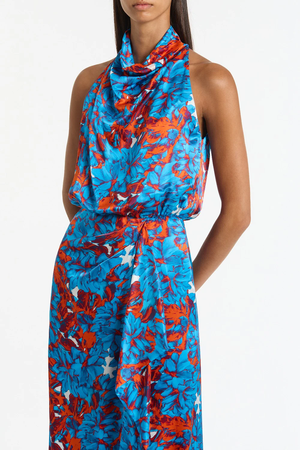 IMPASTO PRINT SILK CASCADE DRESS - Image 4