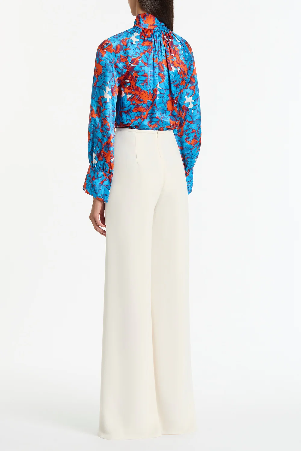 IMPASTO PRINT SILK TIE NECK BLOUSE - Image 2