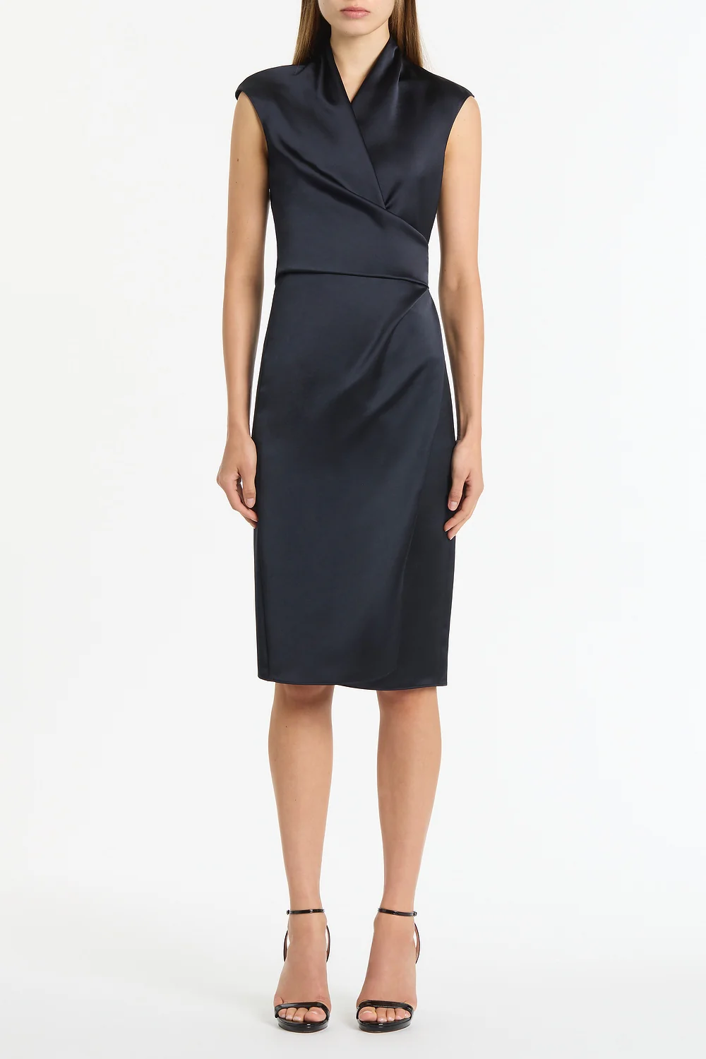 INK SATIN WRAP DRESS