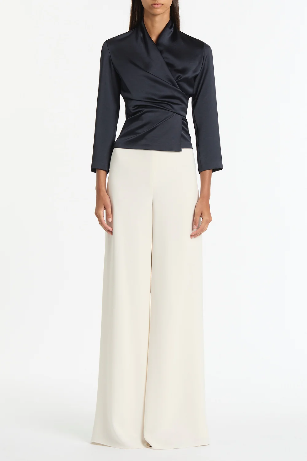 INK SATIN WRAP TOP