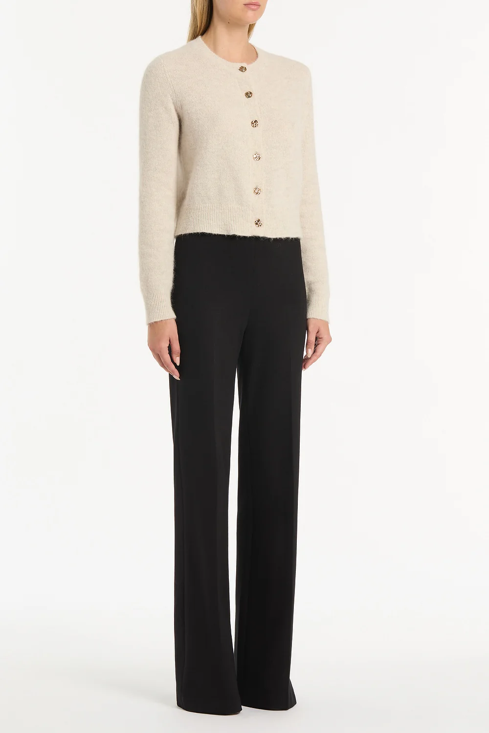 IVORY BRUSHED KNIT CARDIGAN - Image 3