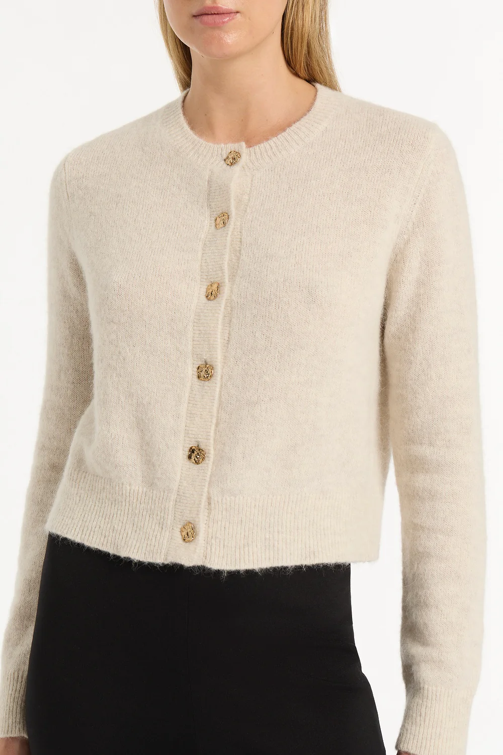 IVORY BRUSHED KNIT CARDIGAN - Image 4