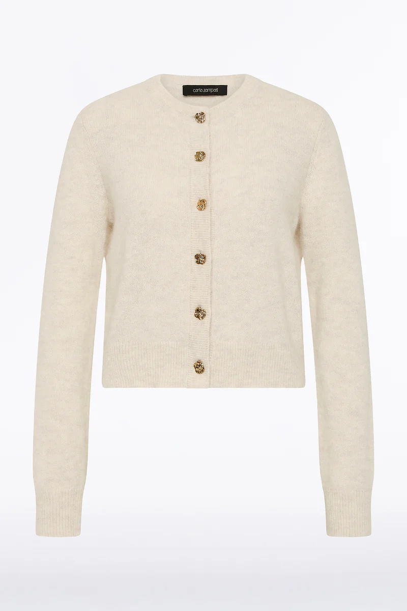 IVORY BRUSHED KNIT CARDIGAN - Image 5