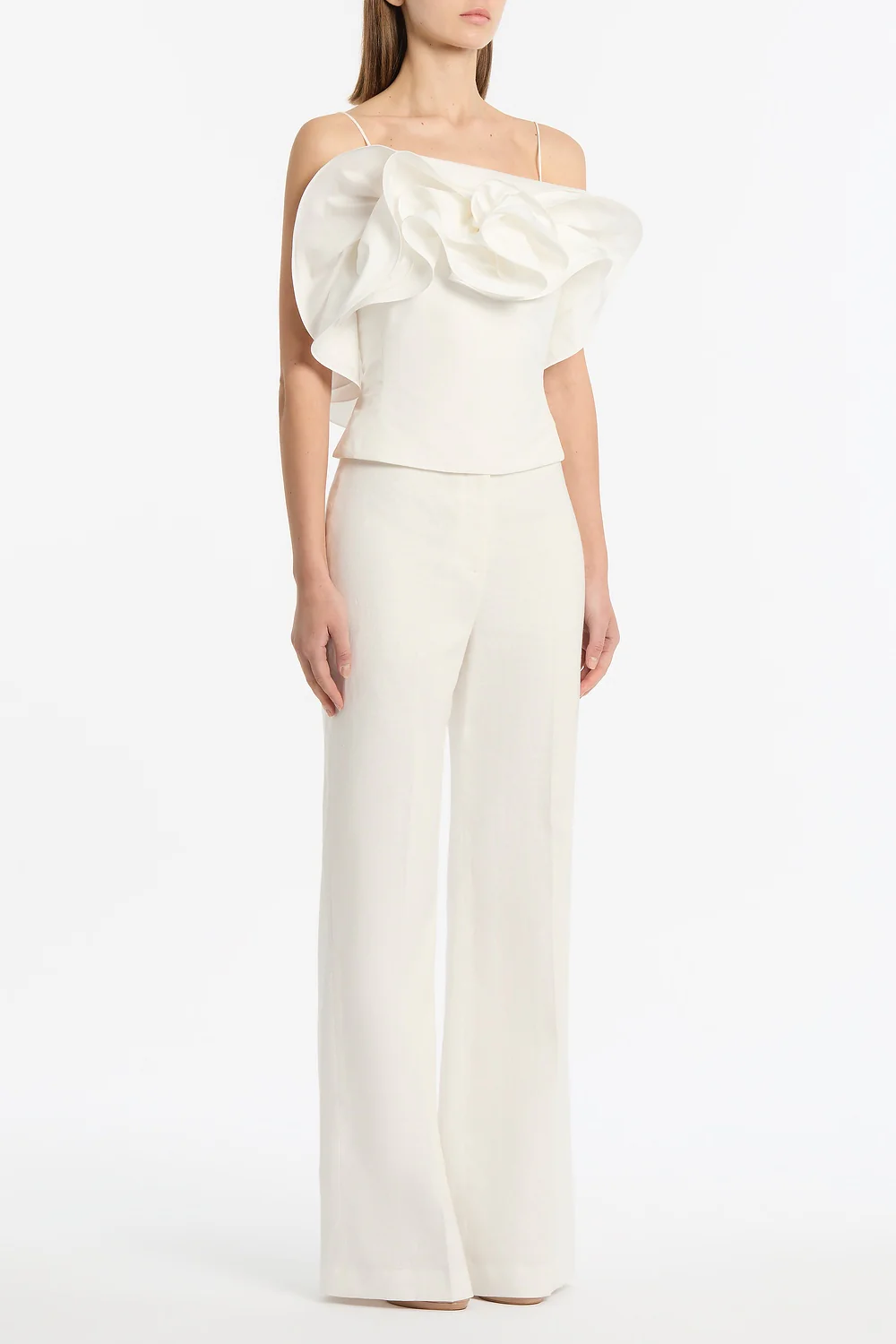 IVORY COTTON TAFFETA FLOWER TOP - Image 2