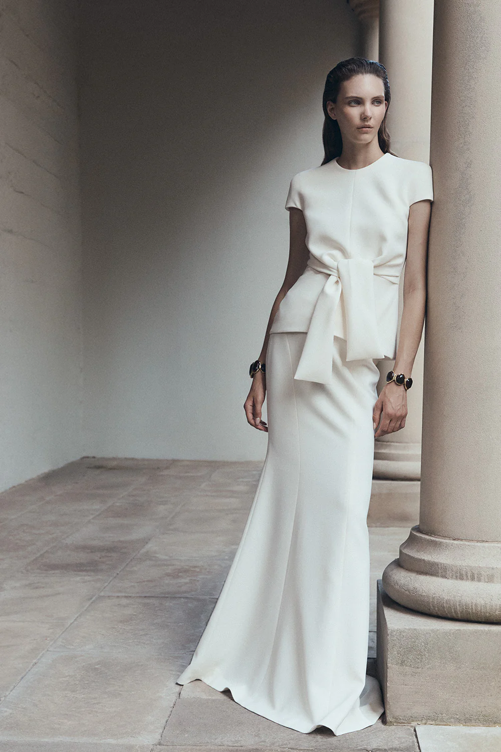 IVORY CREPE CAP SLEEVE TIE TOP - Image 4