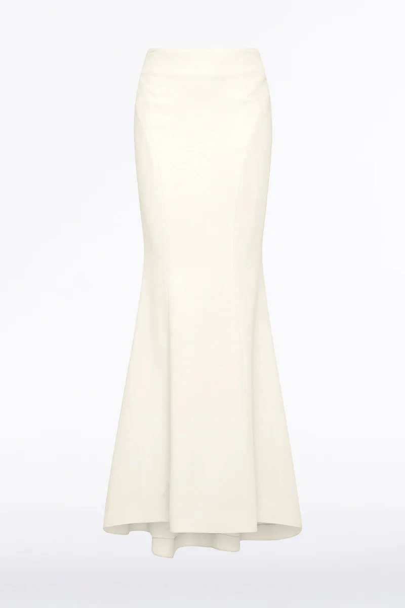 IVORY CREPE FISHTAIL MAXI SKIRT - Image 6