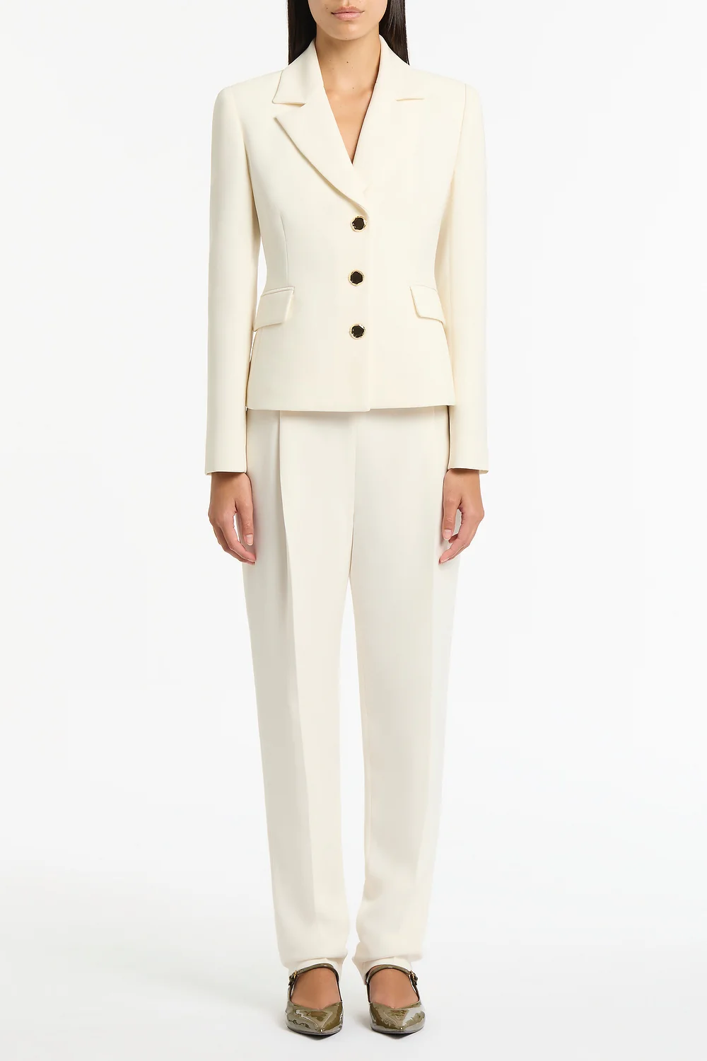 IVORY CREPE FITTED WAIST JACKET