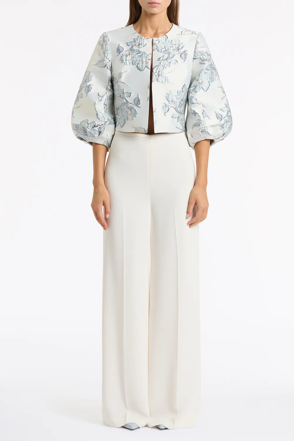IVORY CREPE HIGH WAISTED WIDE LEG PANT