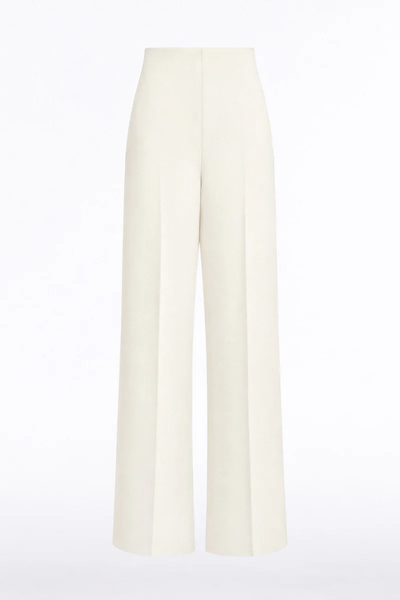 IVORY CREPE HIGH WAISTED WIDE LEG PANT - Image 4