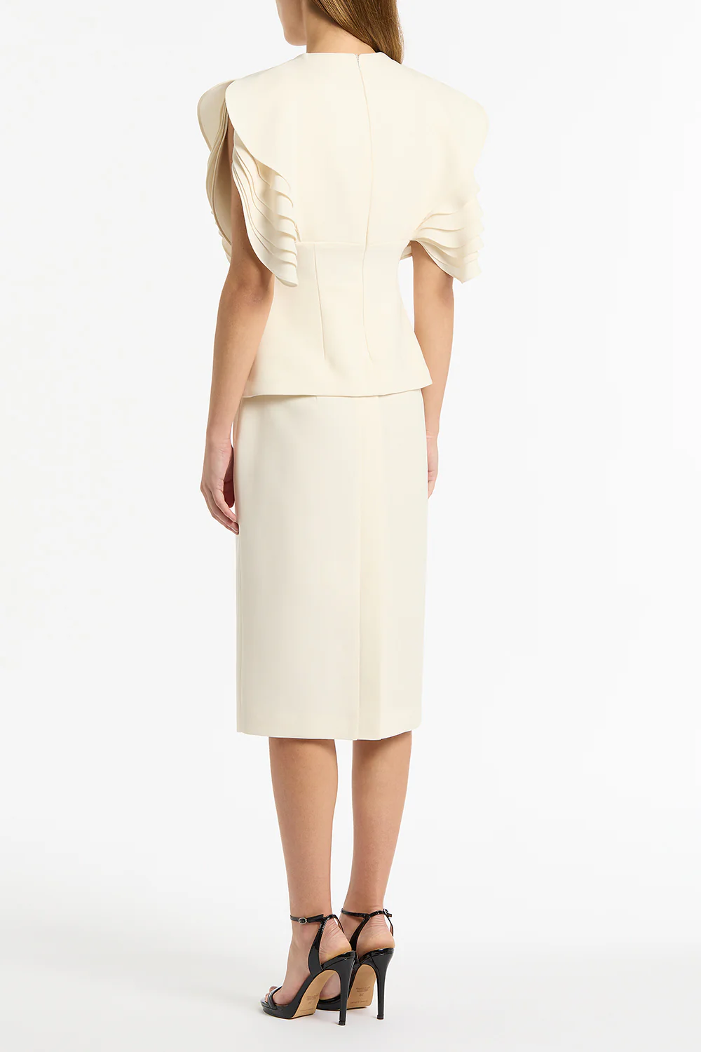 IVORY CREPE PENCIL SKIRT - Image 2