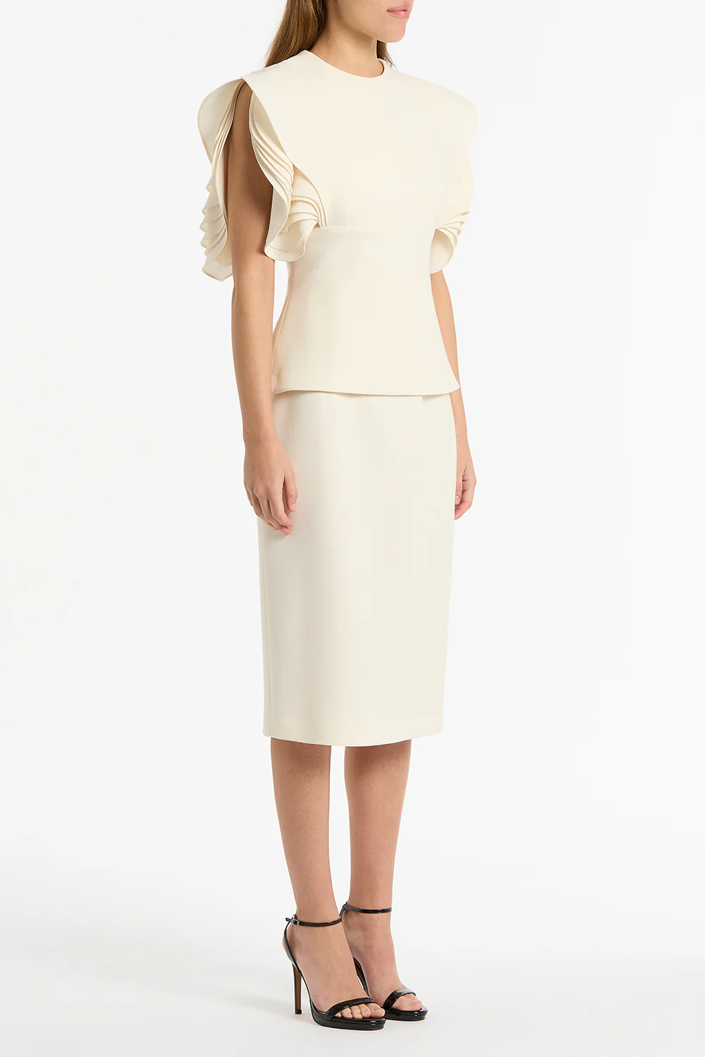 IVORY CREPE PENCIL SKIRT - Image 3