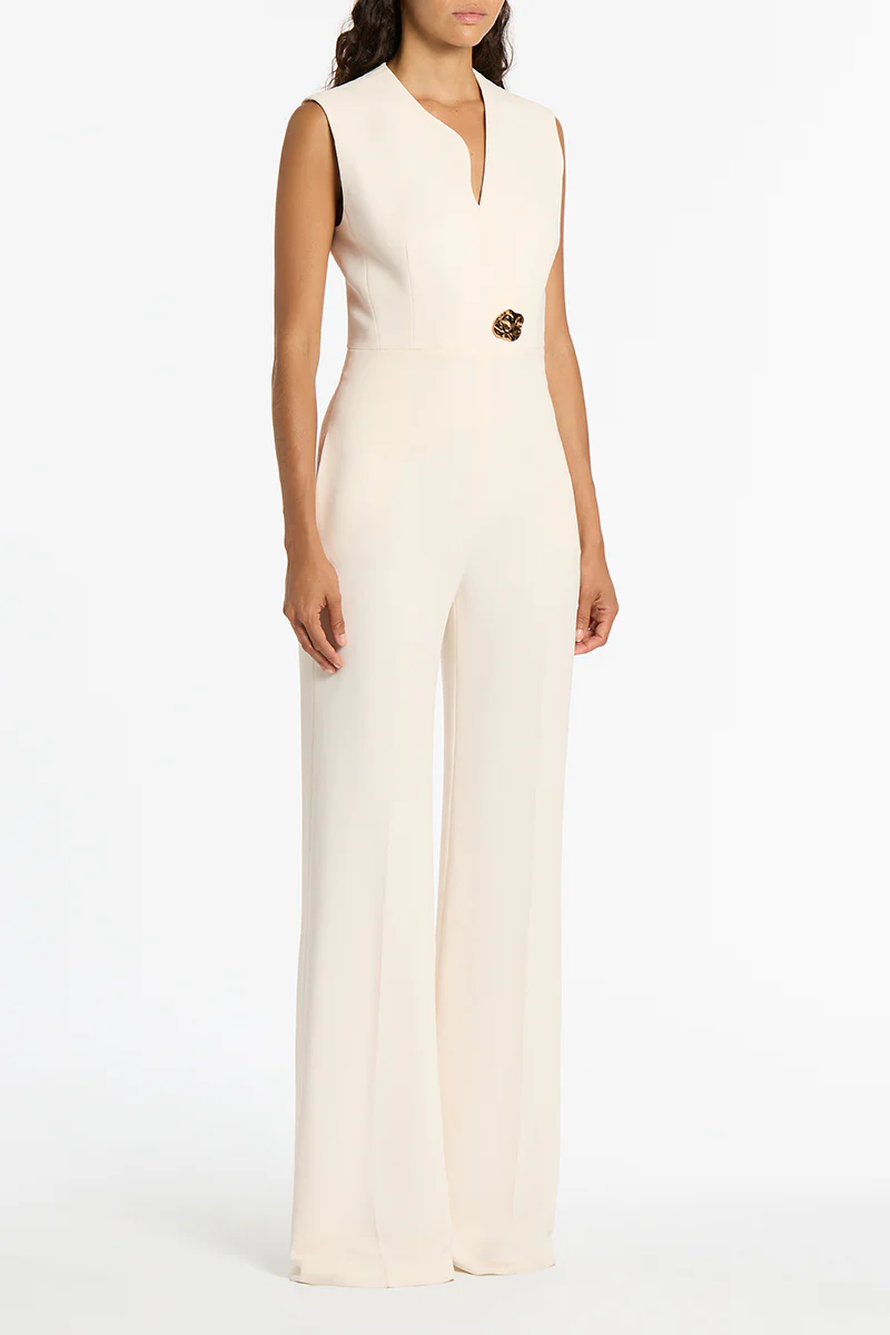 IVORY CREPE SCALLOPED JUMPSUIT - Image 2