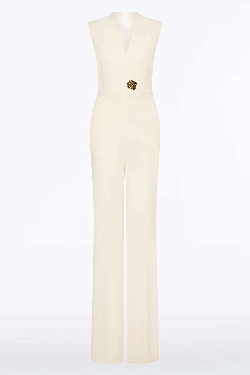 IVORY CREPE SCALLOPED JUMPSUIT - Image 7