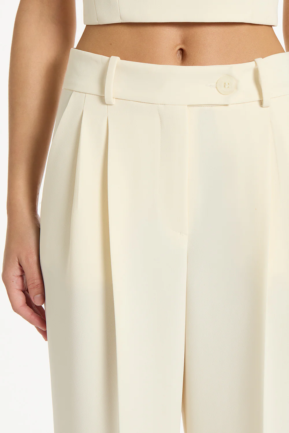 IVORY CREPE WIDE LEG PANT - Image 5