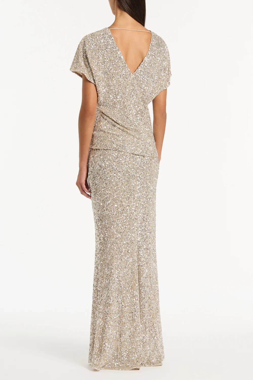 IVORY CRUSHED SEQUIN COLUMN SKIRT - Image 2