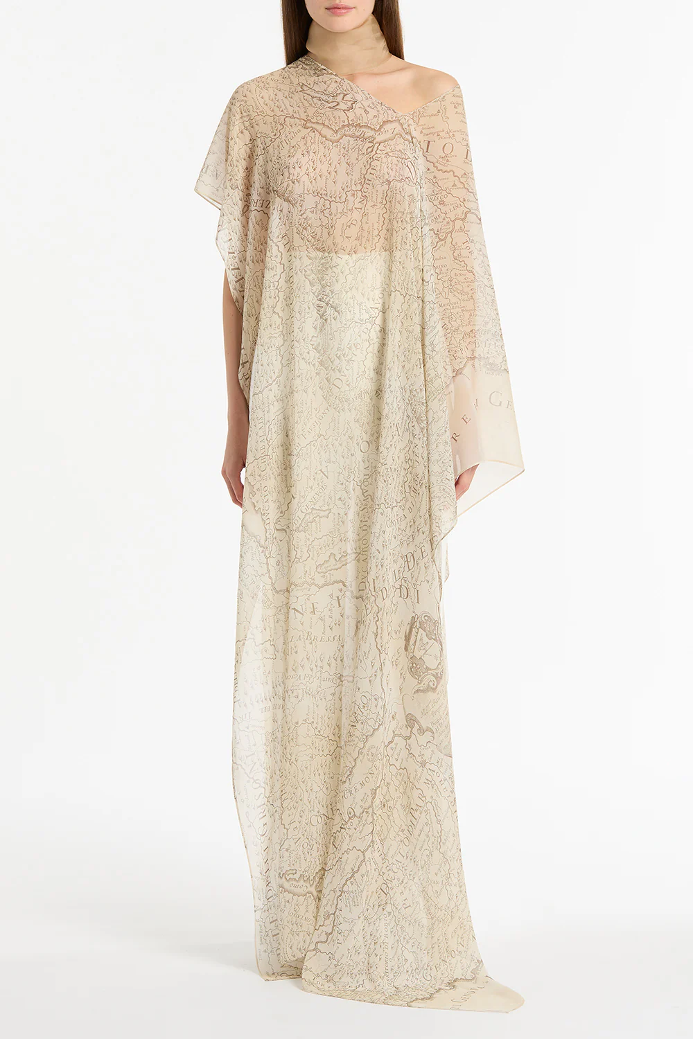 IVORY DRAPED LOMBARDIA VISCOSE GEORGETTE WRAP