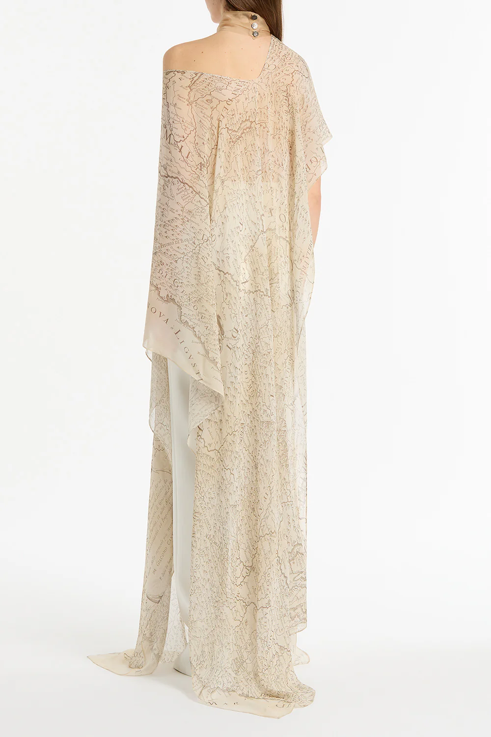 IVORY DRAPED LOMBARDIA VISCOSE GEORGETTE WRAP - Image 2