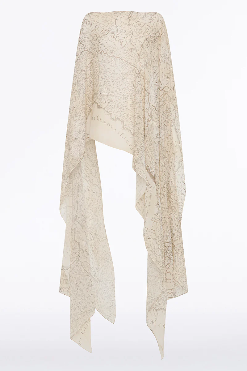 IVORY DRAPED LOMBARDIA VISCOSE GEORGETTE WRAP - Image 6
