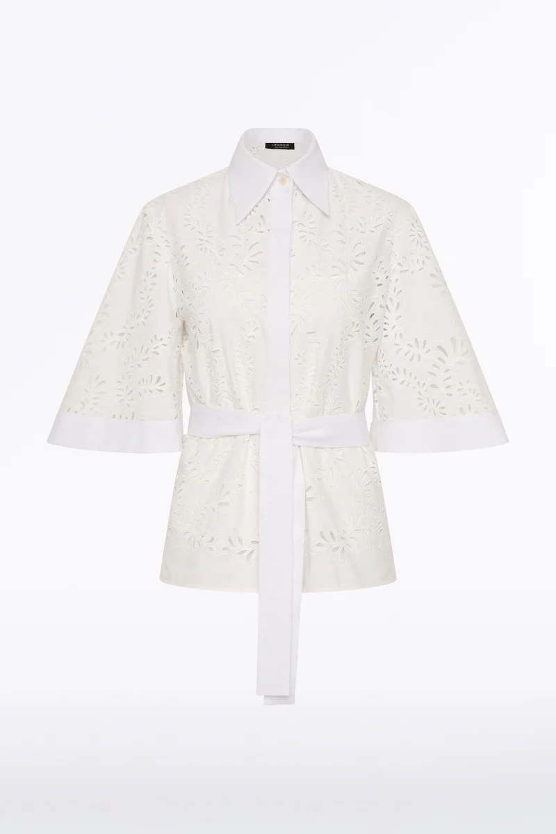 IVORY LACE BRODERIE FLUTED SLEEVE TIE TOP - Image 6