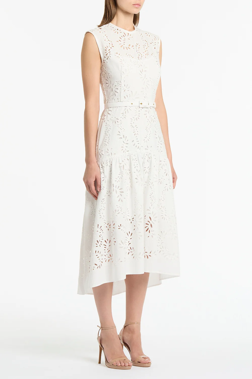 IVORY LACE BRODERIE MIDI DRESS - Image 2