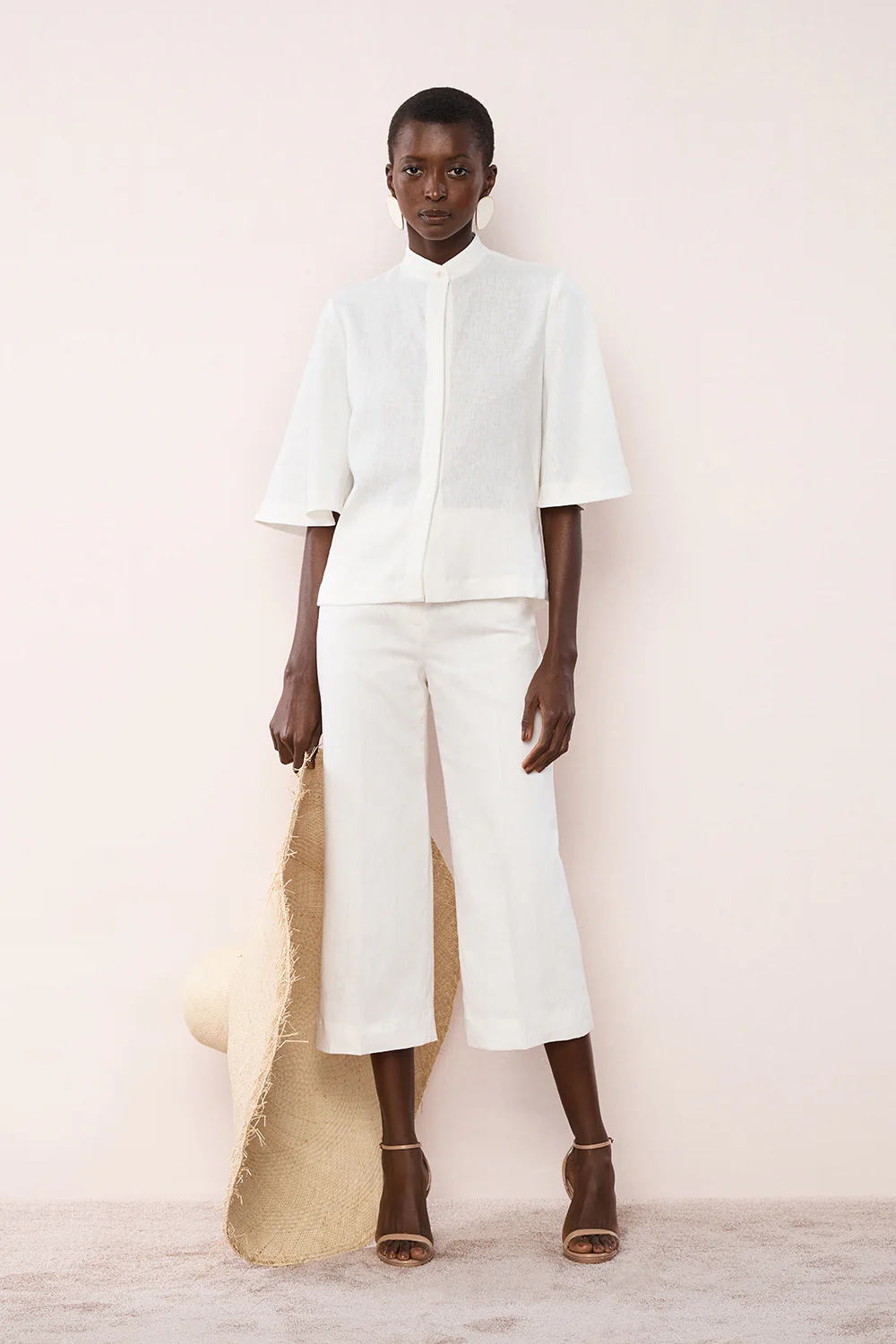 IVORY LINEN WAISTED CROP PANT - Image 4