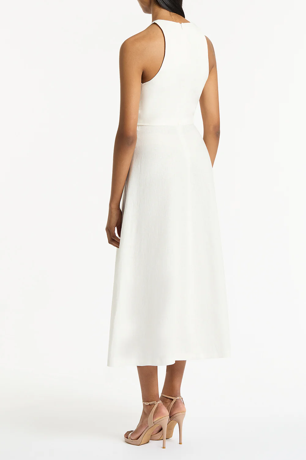 IVORY LINEN V-NECK WRAP DRESS - Image 2