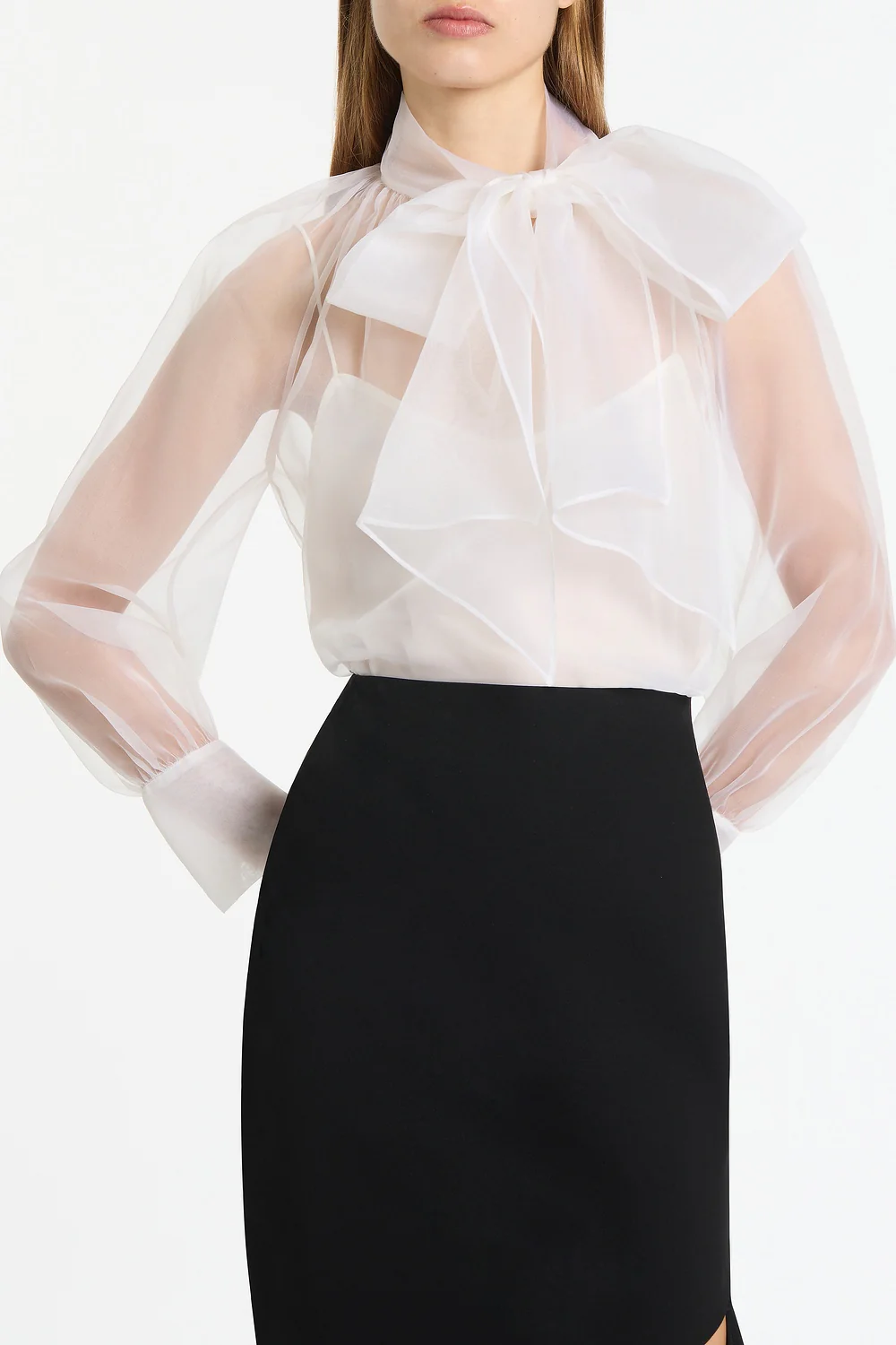 IVORY ORGANZA TIE BLOUSE - Image 4