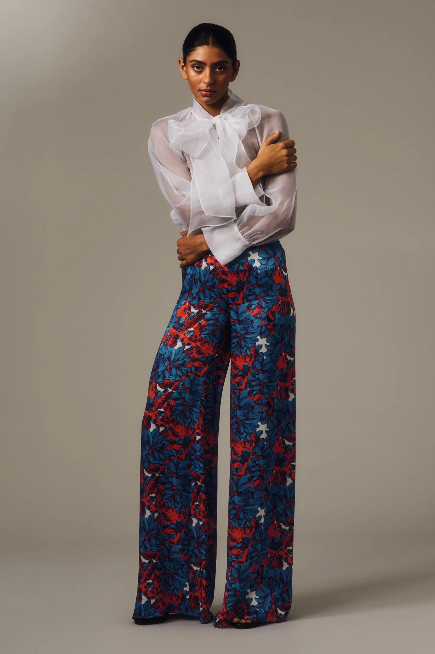IVORY ORGANZA TIE BLOUSE - Image 5