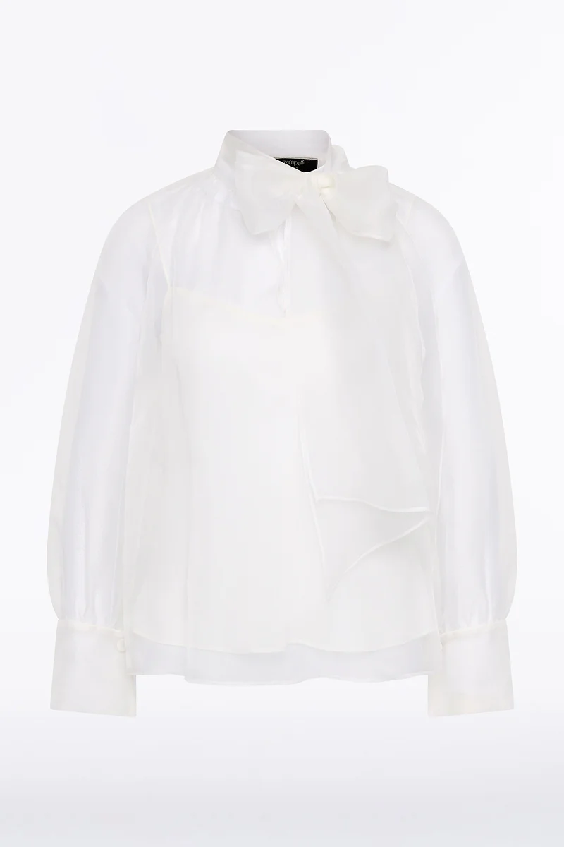IVORY ORGANZA TIE BLOUSE - Image 6