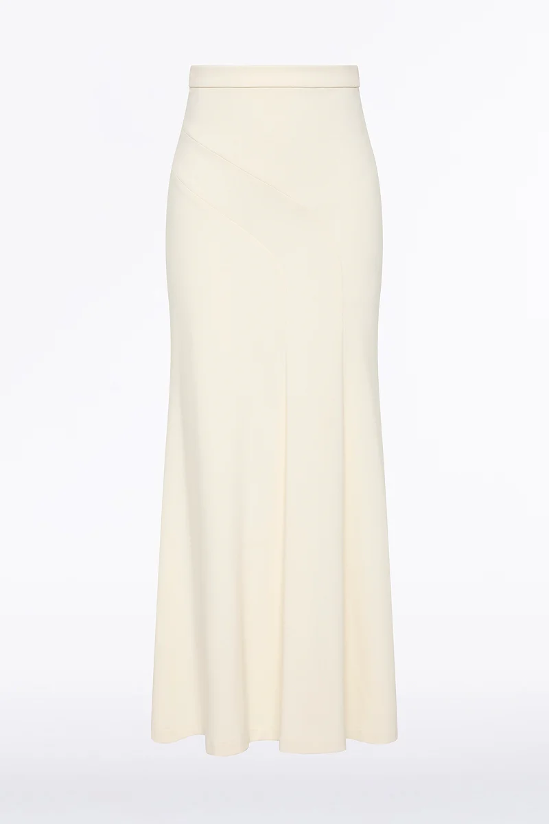 IVORY PONTE FLUTED PANEL SKIRT - Image 4