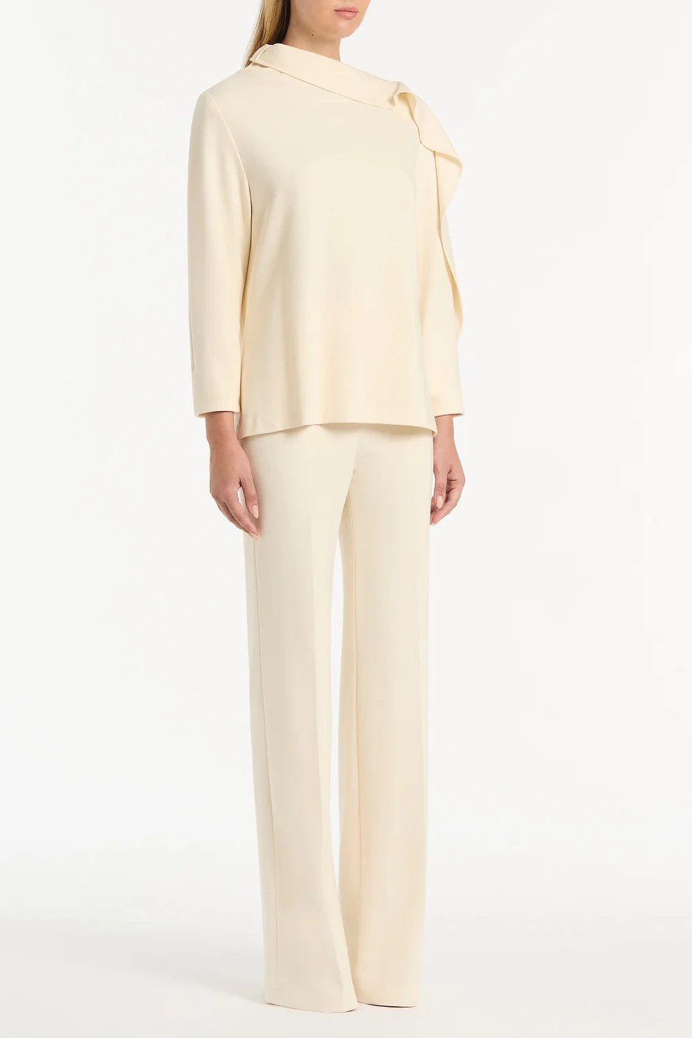 IVORY PONTE SHOULDER DETAIL TOP - Image 3