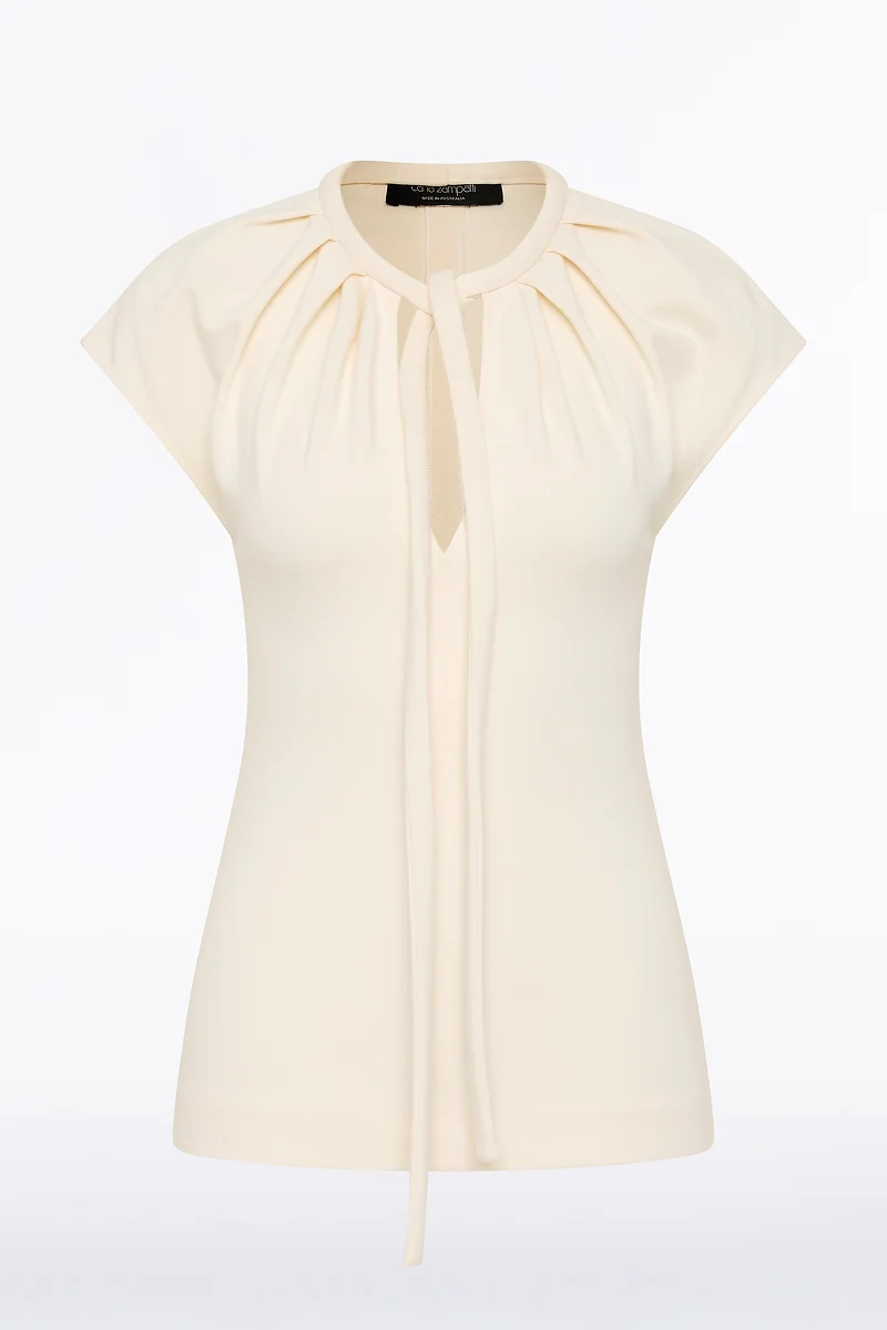 IVORY PONTE TIE DETAIL TOP - Image 5