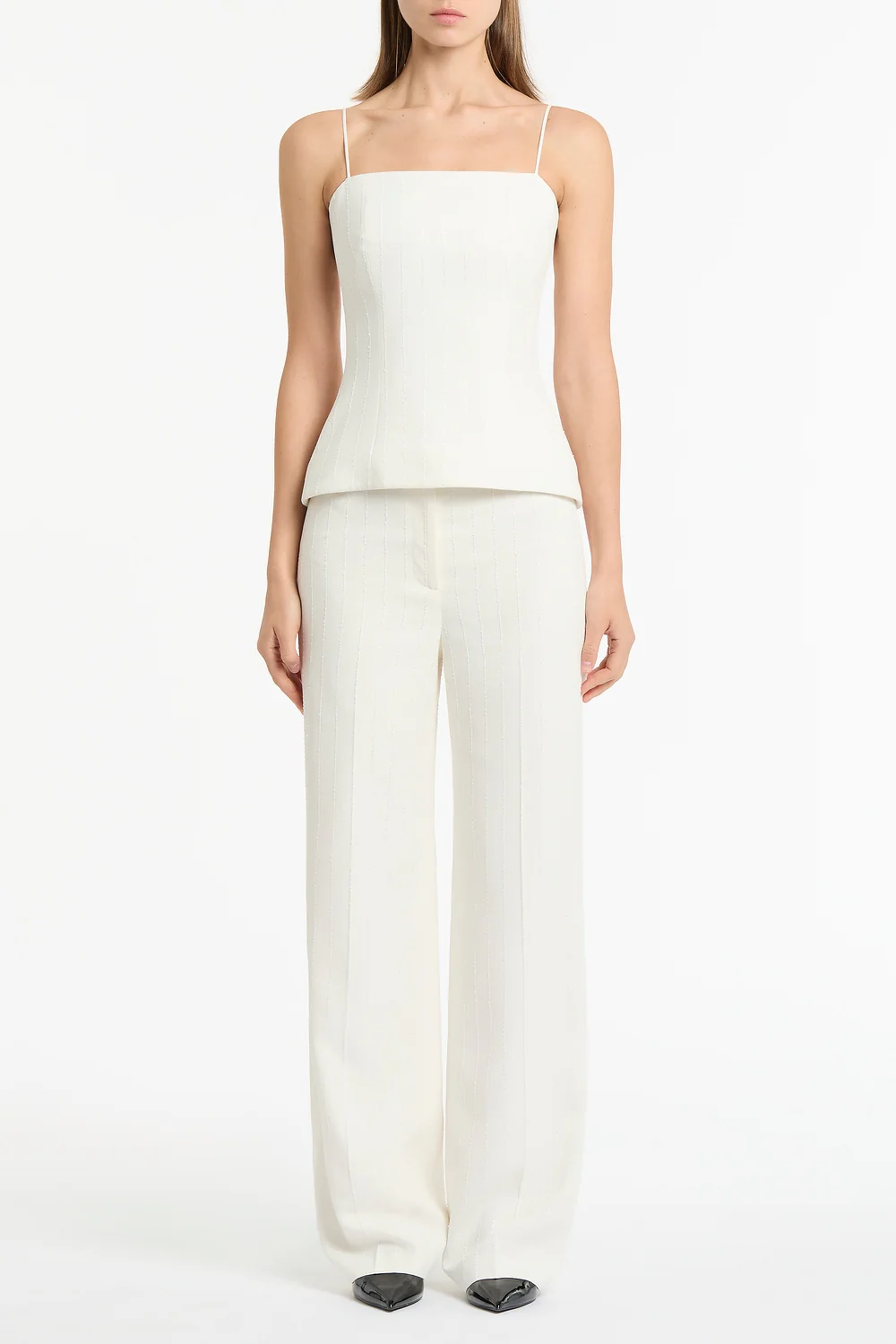 IVORY STARLIGHT TWILL BUSTIER TOP