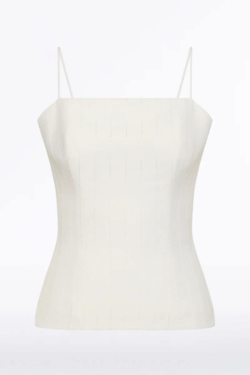 IVORY STARLIGHT TWILL BUSTIER TOP - Image 5