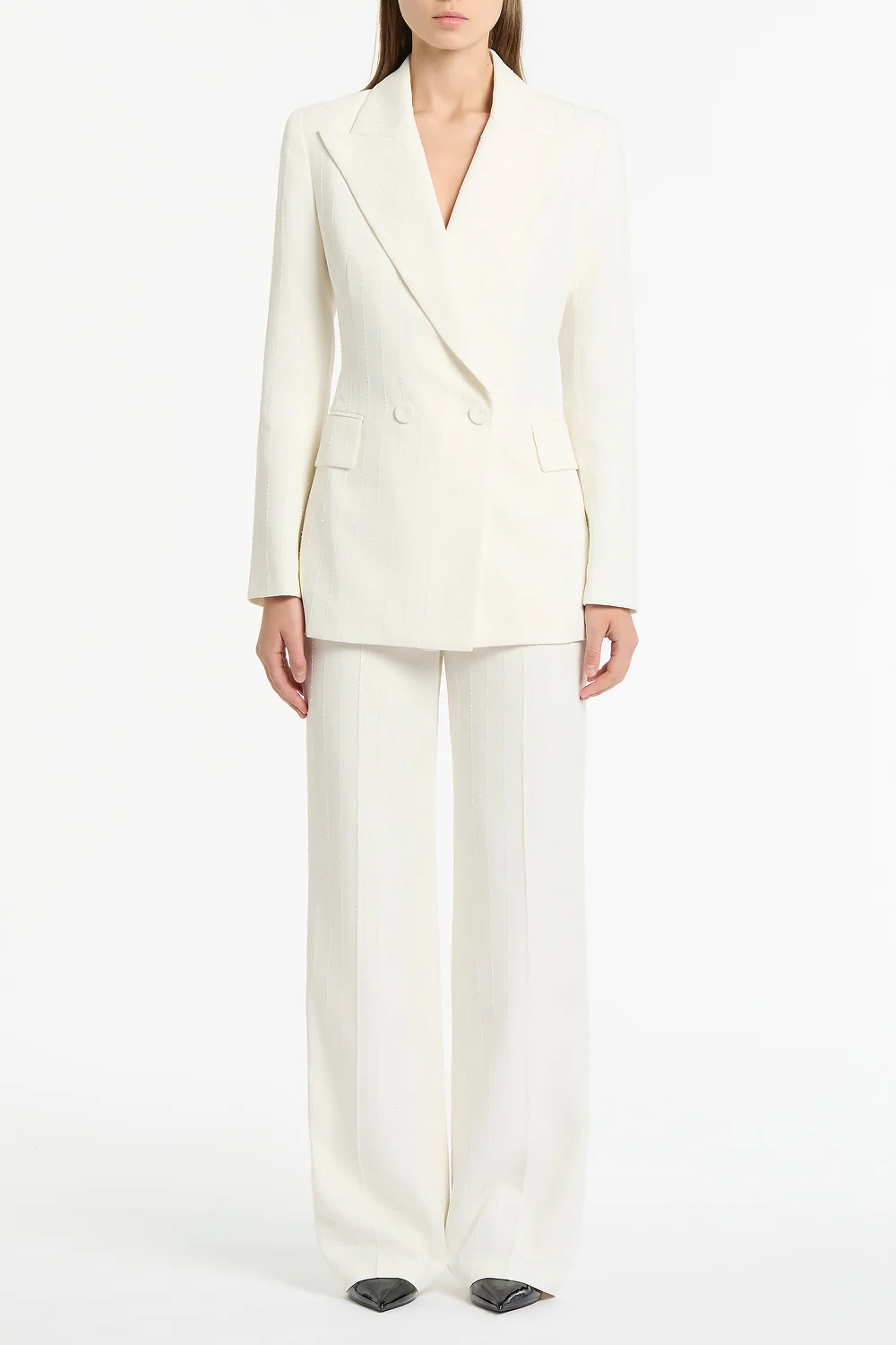 IVORY STARLIGHT TWILL DOUBLE BREASTED BLAZER