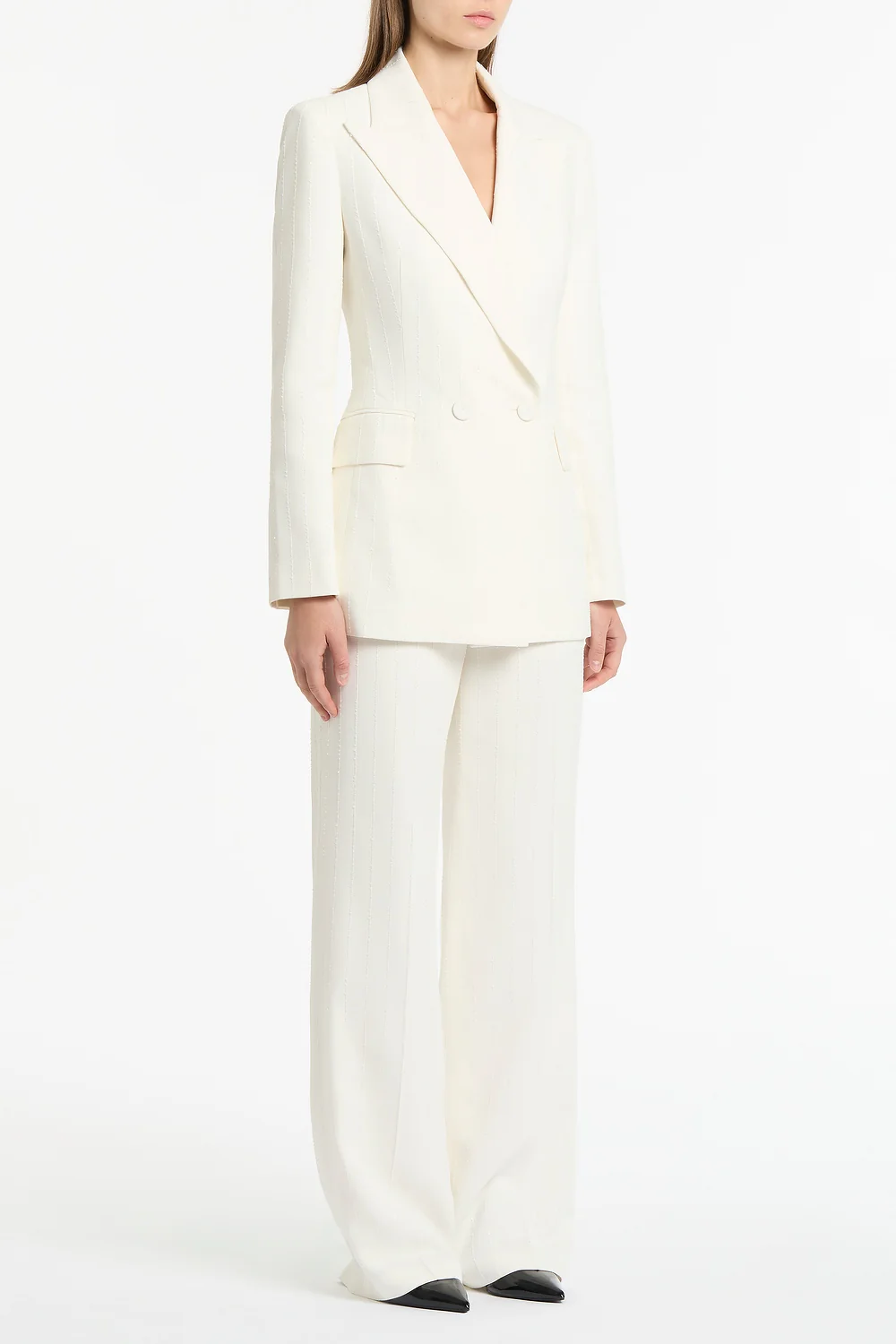 IVORY STARLIGHT TWILL DOUBLE BREASTED BLAZER - Image 2