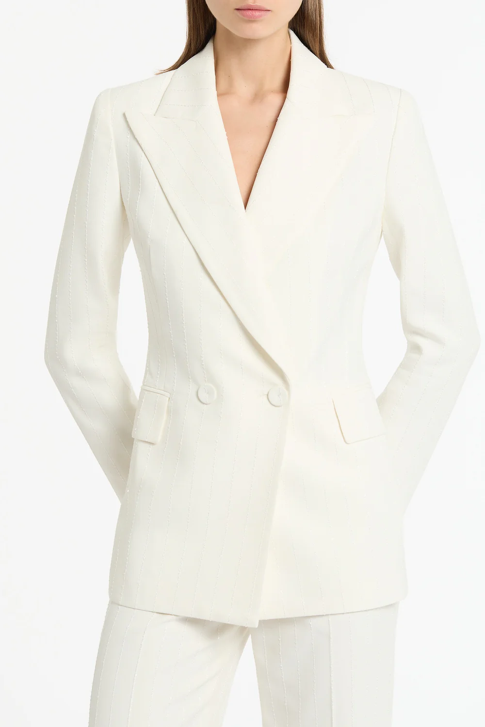 IVORY STARLIGHT TWILL DOUBLE BREASTED BLAZER - Image 4