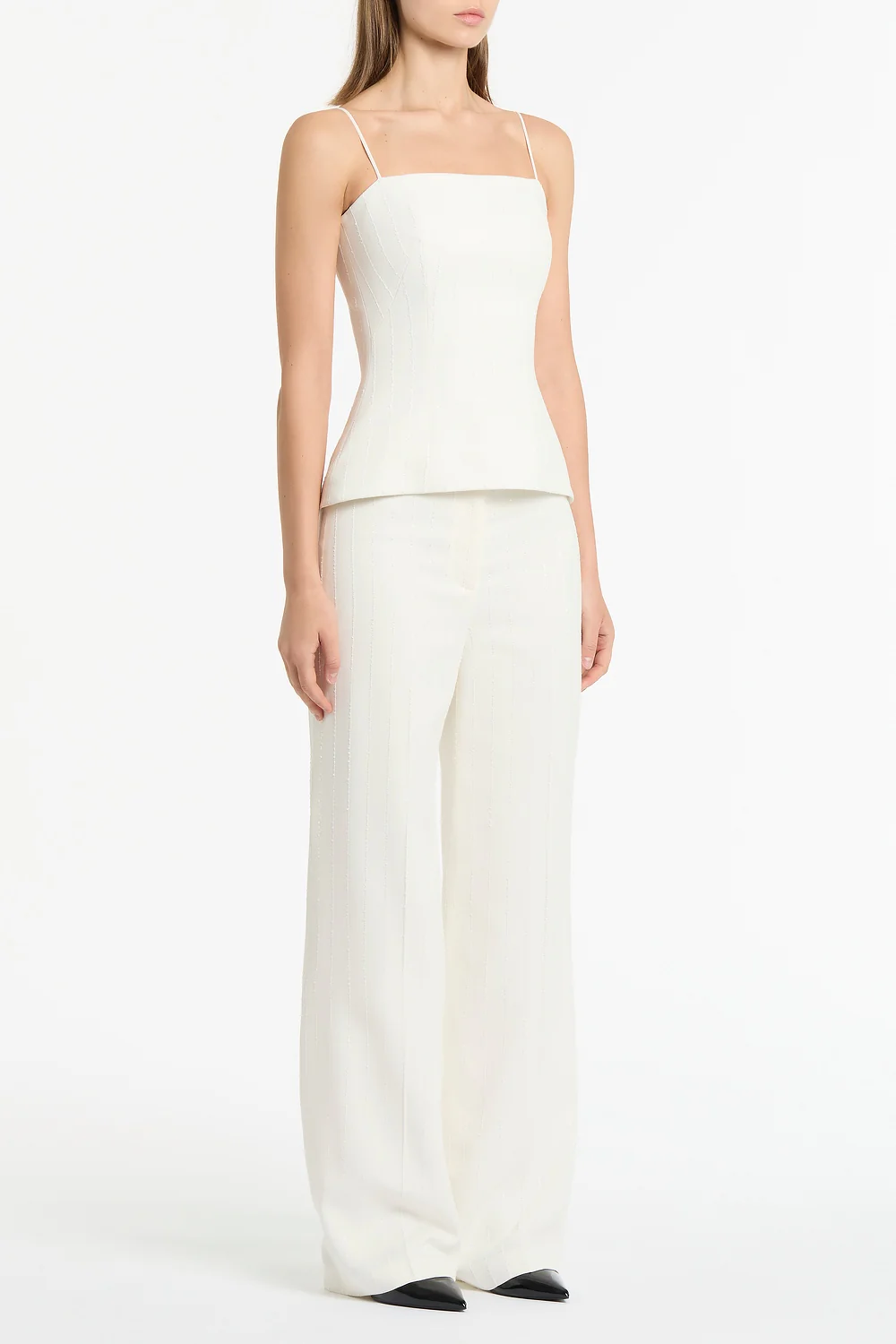 IVORY STARLIGHT TWILL TUCK FRONT PANT - Image 2