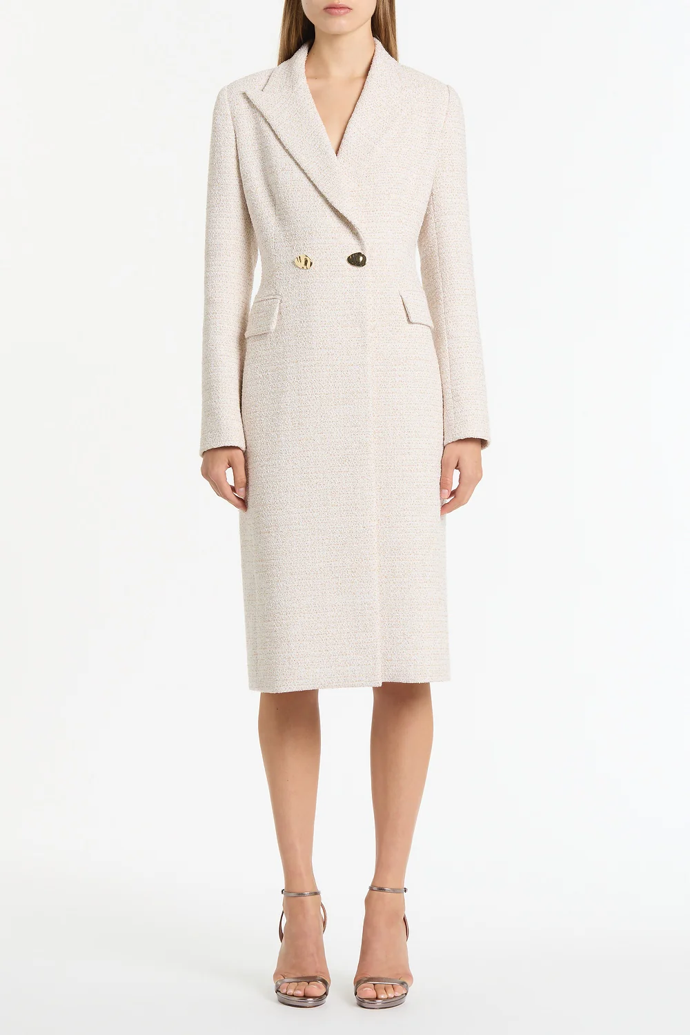 IVORY TWEED DOUBLE-BREASTED COAT