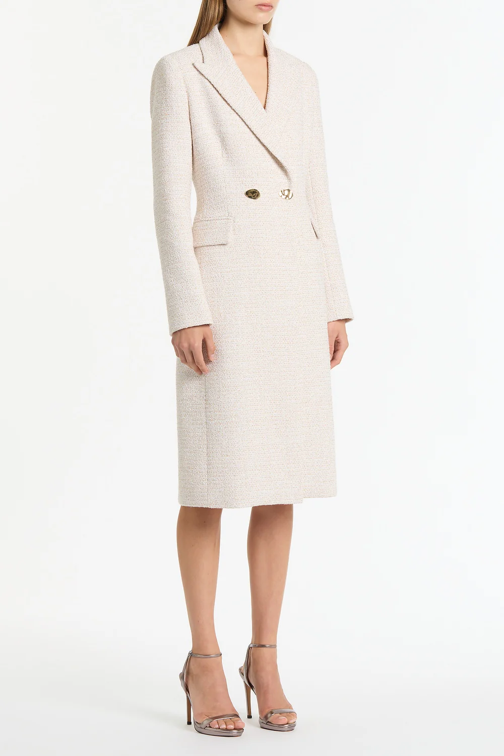 IVORY TWEED DOUBLE-BREASTED COAT - Image 3